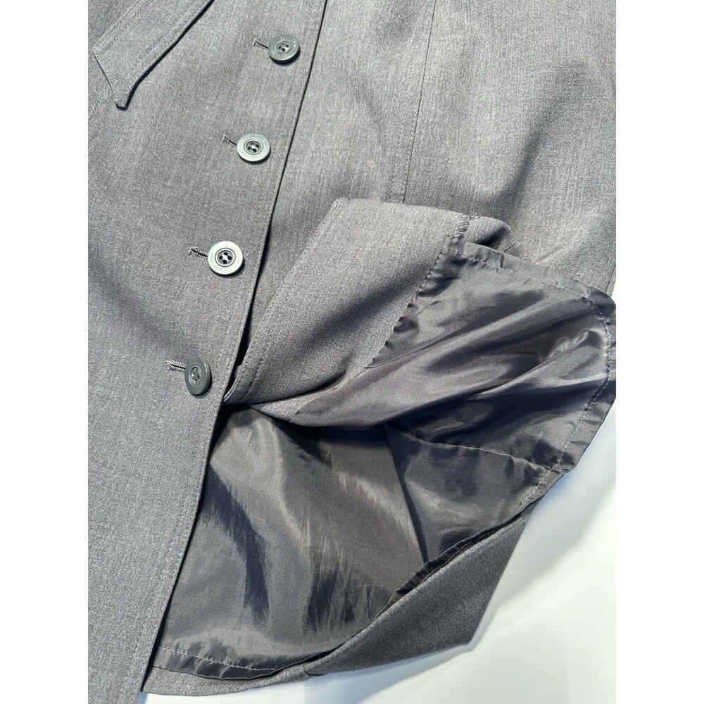 CALVIN KLIEN WOMEN’S SIZE 6 CAP SLEEVE BUTTON STRETCH BELTED GRAY CAREER DRESS - Picture 7 of 13
